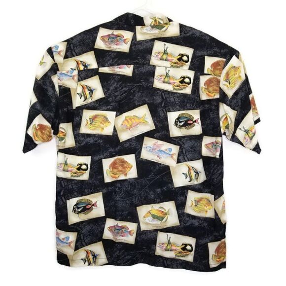 Quiksilver Qs Mens Xl Hawaiian Fish Rayon Button Up S/s Camp Shirt Made In Usa - Picture 4 of 12